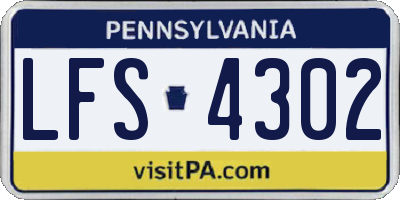 PA license plate LFS4302