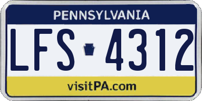 PA license plate LFS4312