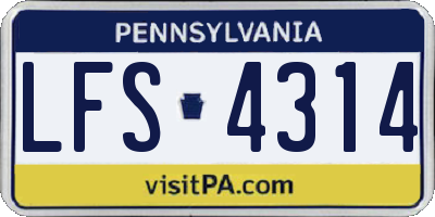PA license plate LFS4314