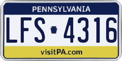 PA license plate LFS4316