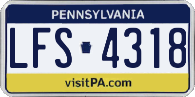 PA license plate LFS4318