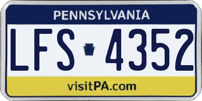 PA license plate LFS4352