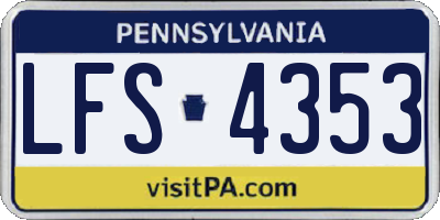 PA license plate LFS4353