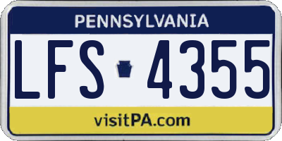 PA license plate LFS4355
