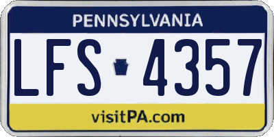 PA license plate LFS4357