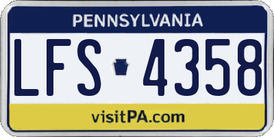 PA license plate LFS4358