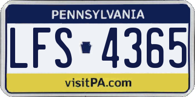 PA license plate LFS4365