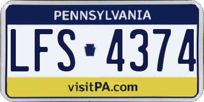 PA license plate LFS4374