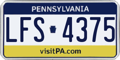 PA license plate LFS4375