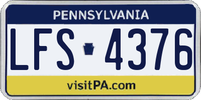 PA license plate LFS4376