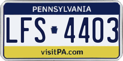 PA license plate LFS4403