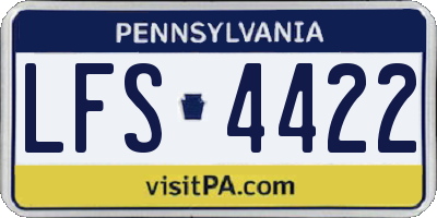 PA license plate LFS4422