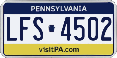 PA license plate LFS4502