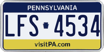 PA license plate LFS4534
