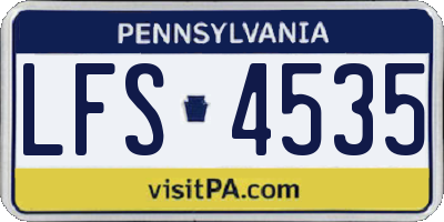 PA license plate LFS4535