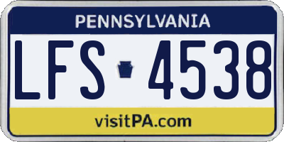 PA license plate LFS4538