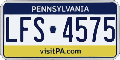 PA license plate LFS4575