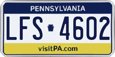 PA license plate LFS4602