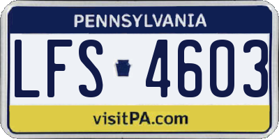 PA license plate LFS4603