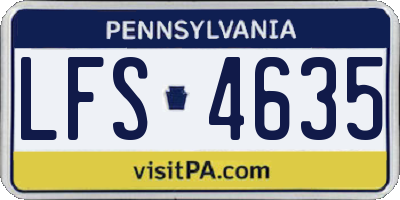 PA license plate LFS4635