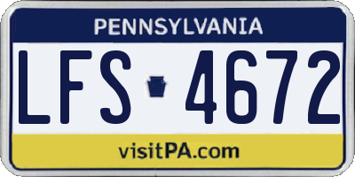 PA license plate LFS4672