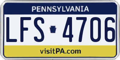 PA license plate LFS4706