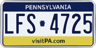 PA license plate LFS4725