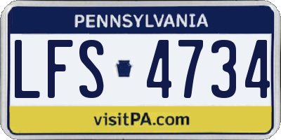 PA license plate LFS4734