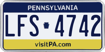 PA license plate LFS4742