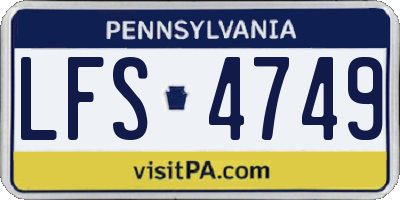 PA license plate LFS4749