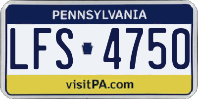 PA license plate LFS4750