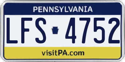 PA license plate LFS4752
