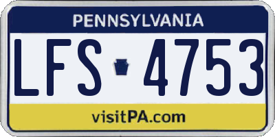 PA license plate LFS4753