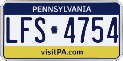 PA license plate LFS4754