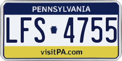 PA license plate LFS4755