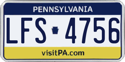 PA license plate LFS4756