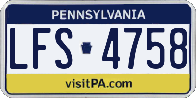 PA license plate LFS4758