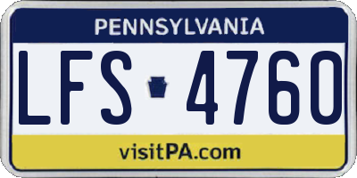 PA license plate LFS4760