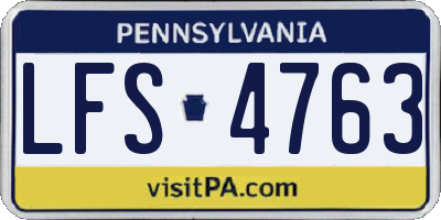 PA license plate LFS4763
