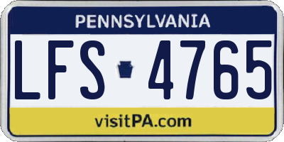 PA license plate LFS4765