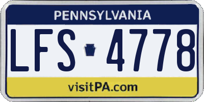 PA license plate LFS4778