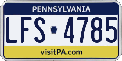 PA license plate LFS4785