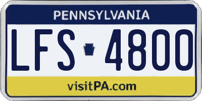 PA license plate LFS4800
