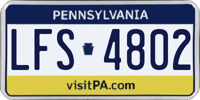 PA license plate LFS4802
