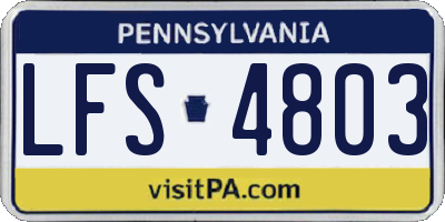 PA license plate LFS4803