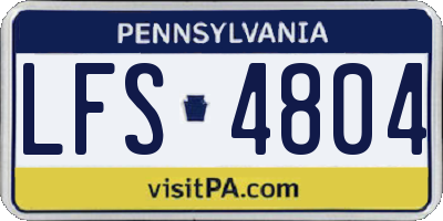 PA license plate LFS4804