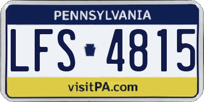 PA license plate LFS4815
