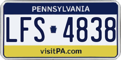 PA license plate LFS4838