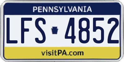 PA license plate LFS4852