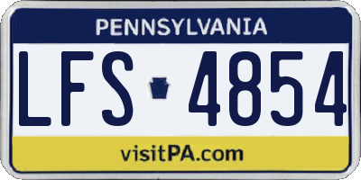 PA license plate LFS4854